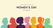 Women's Day Diverse People Profile Colorful Silhouette Banner