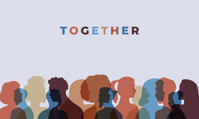 Wall Mural - Diverse people face together teamwork concept