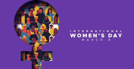 Wall Mural - International Women's Day 8 march cutout woman symbol paper cut design
