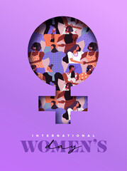 Wall Mural - International Women's Day 8 march cutout woman symbol paper cut design