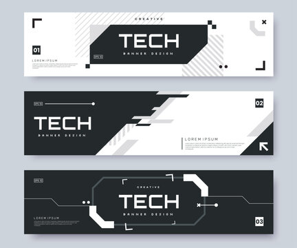 futuristic web banner collection in high tech style. web header with hud graphics elements and place