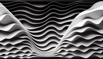 Wall Mural - 3D topographic abstract striped wave blank and white mesh gradient with backlight background wallpaper banner for posters or banners.