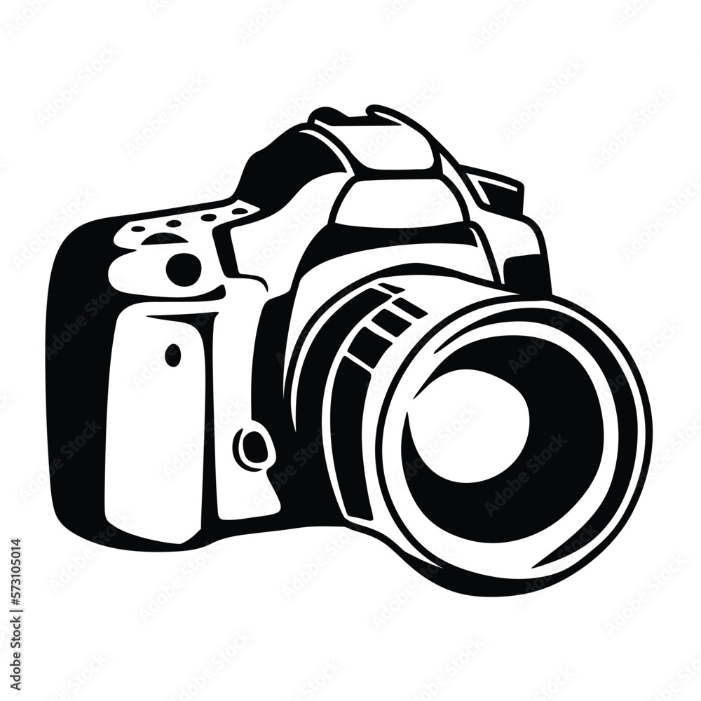 simple right facing dslr camera symbol logo