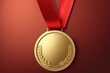 Gold medal isolated on red background, Generative AI
