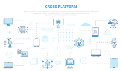 Wall Mural - cross platform concept with icon set template banner with modern blue color style