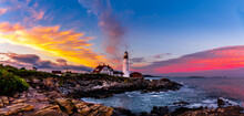 Portland, Maine Lighthouse At Sunset