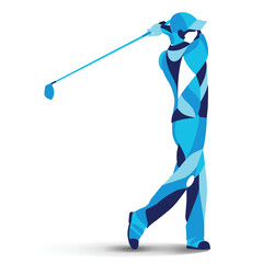 Trendy stylized illustration movement, golf player, line vector silhouette of golf man