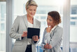 © Allistair F/peopleimages.com - Business women or manager on tablet for internship opportunity, accountant training and workflow management. Accounting boss, executive or corporate people talking about digital finance software app