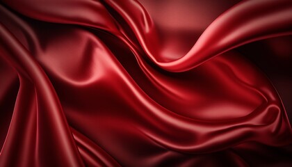 Background texture red color with satin cloth.  silk cloth flying. cosmetic product presentation template. Satin fabric in motion. AI-Generated