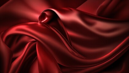 Background texture red color with satin cloth.  silk cloth flying. cosmetic product presentation template. Satin fabric in motion. AI-Generated