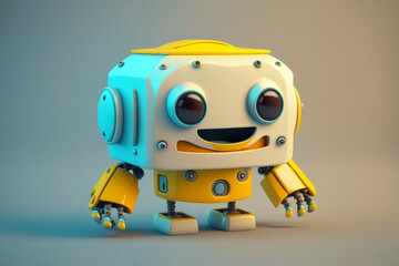 Wall Mural - cute artificial intelligence smart and mini robot, Cute Robot, Wall e robot, hands up