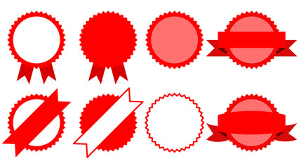 Set of red vector award badges on transparent background. Perfect for promotion labels, quality guarantee seals, discount banners, and graphic design elements, clipping path