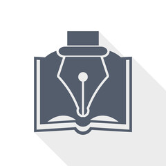 Poster - Pen with book vector icon, designer concept flat design illustration