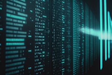 abstract cyberspace code digital technology background. stream big data. generative ai