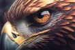Macro eye proud eagle. Photorealistic image created by artificial intelligence.