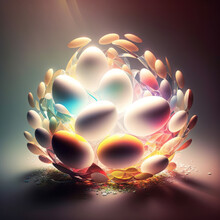 A Nest Of Eggs Fractal Background, AI Generative