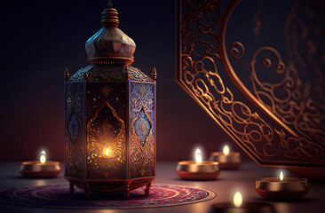 Generative AI illustration of muslim ramadan images background