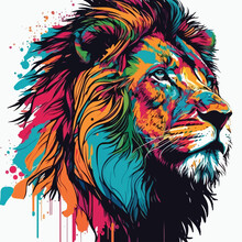 Vector Colorful Lion In Pop Art Style
