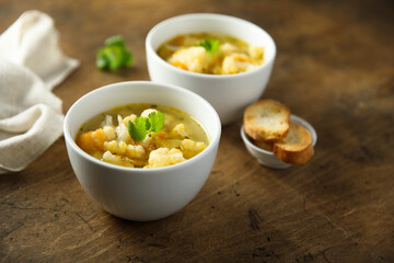 Canvas Print - Homemade vegetable soup with cauliflower