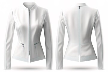 Sticker - White female jacket, blank template for graphic design front and back view