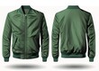 Green jacket for men, blank template for graphic design front and back view