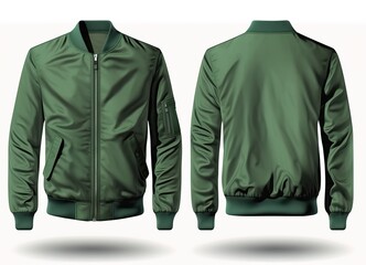 Wall Mural - Green jacket for men, blank template for graphic design front and back view