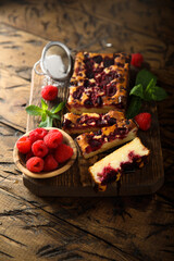 Poster - Homemade almond cake with raspberry