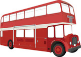 Fototapeta  - double decker bus red color side view