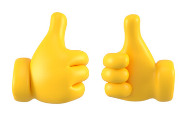 yellow emoji hand showing thumb up or like gesture isolated. set of different gestures icons, symbol
