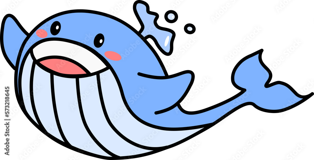 cartoon whale with water splash Stock Illustration | Adobe Stock