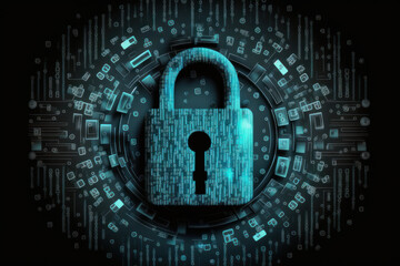 Wall Mural - Global Cybersecurity Padlock World Protection Digital Data. Generative AI