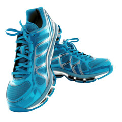 Sport shoes, blue color running sneakers isolated on transparent background, PNG, Generative AI