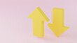 © ValDan - Yellow arrow on pink background. Arrow icon, isolated with shadow. 3d rendering