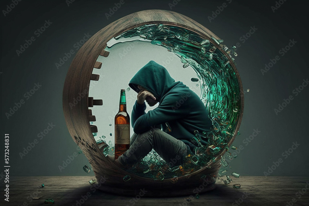 Illustration depicting the devastating effects of alcohol addiction on ...