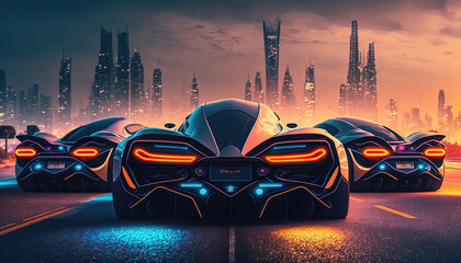 Wall Mural - Electric supercars, futuristic car design, Generative Ai