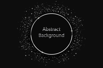 Wall Mural - Circle silver glitter background, luxury background, christmas, happy new year, black background