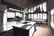 © PaulShlykov - Beautiful Custom Kitchen Design Drawing and Gradated Photo Combination.