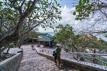 Wall Mural - Statue of Jesus Christ at Tao Phung mountain, one of the famous tourist attractions in the coastal city of Vung Tau. Where you can see the whole beautiful coastal city. Travel concept