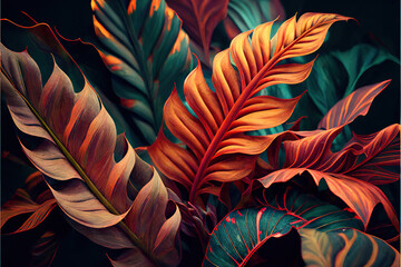 Poster - Immerse yourself in a colorful background of foliage and plants