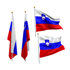 Wall Mural - 3d rendering central europe slovenia flag fluttering and no fluttering