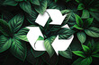 Reduce, reuse, recycle icon symbol on leaf ecological concept Ecological metaphor for ecological waste management Generative AI