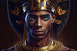 Close-up of a black Egyptian pharaoh. Generative AI 2