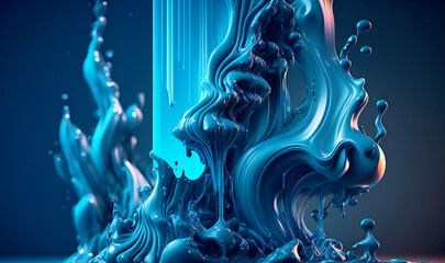 Wall Mural - A fluid masterpiece in shades of blue, resembling an undulating wave of liquid, crafted in an abstract style