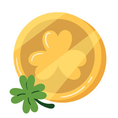 Canvas Print - golden coin with clover