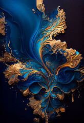 Aufkleber - Fluid painting background, ai generation