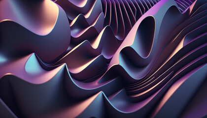 Wall Mural - Background with 3d abstract modern waves, Generative Ai.