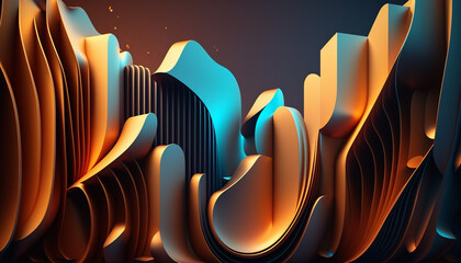 Poster - Background with 3d abstract modern waves, Generative Ai.