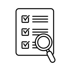 Wall Mural - document check icon vector illustration. checklist magnifier assessment line icon.