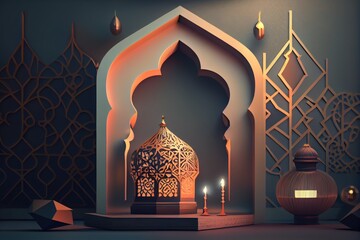 Wall Mural - Beautiful Islamic Background. Created with Generative AI Technology