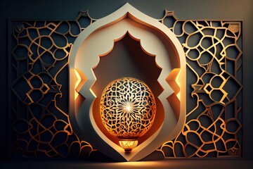 Wall Mural - Beautiful Islamic Background. Created with Generative AI Technology